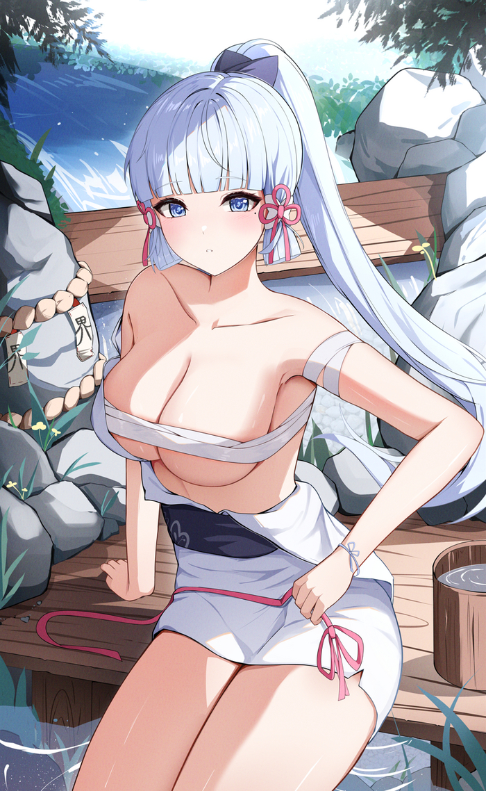 Ayaka - NSFW, Anime, Anime art, Boobs, Hand-drawn erotica, Kamisato Ayaka, Genshin impact, Kamisato Ayaka (Genshin Impact), Hips