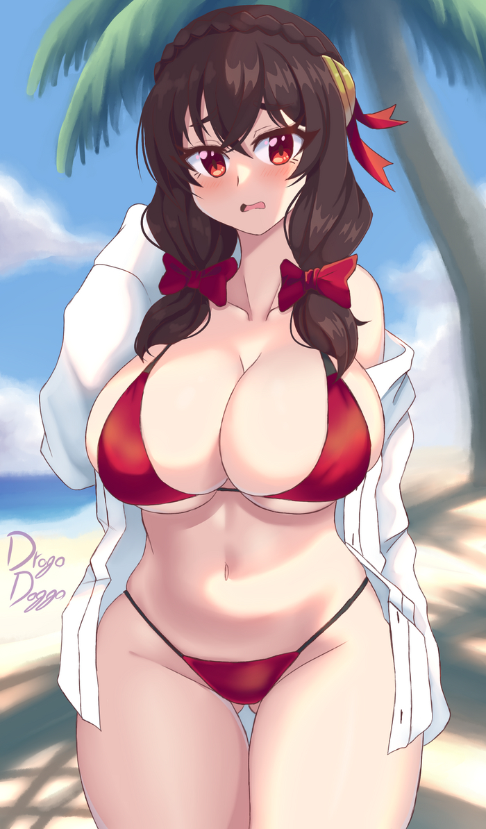 Yun-yun - NSFW, Anime art, Anime, Konosuba, Yunyun, Swimsuit