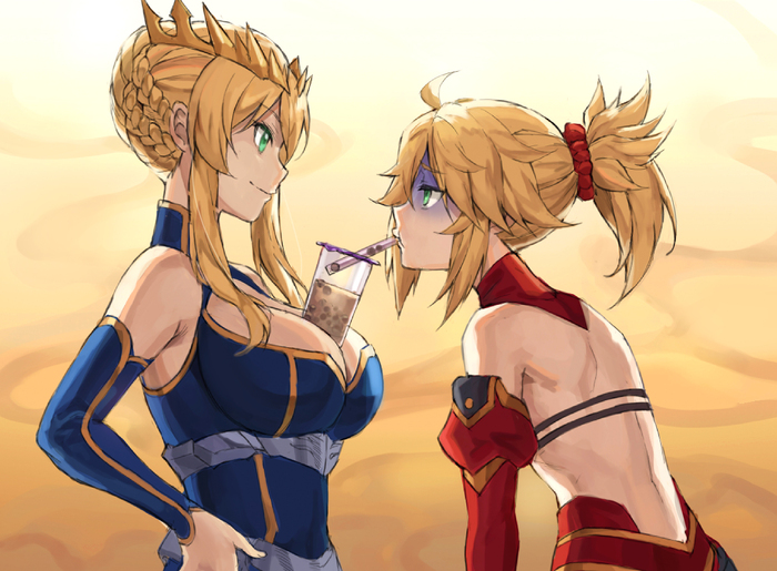 Help yourself - NSFW, Tonee, Art, Anime, Anime art, Fate, Fate apocrypha, Artoria pendragon lancer, Bubble tea Challenge, Twitter (link), Hand-drawn erotica